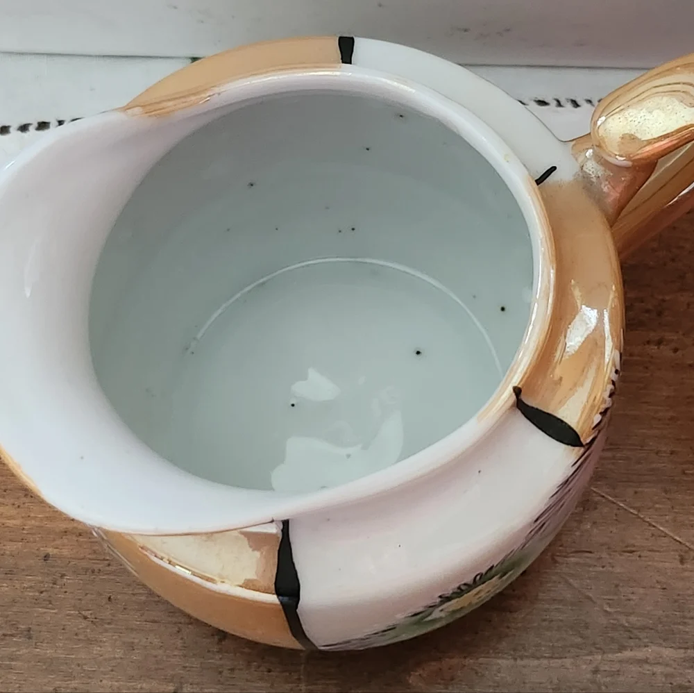 VTG Iridescent Lusterware Sugar Bowl and Creamer Hand-Painted Japan